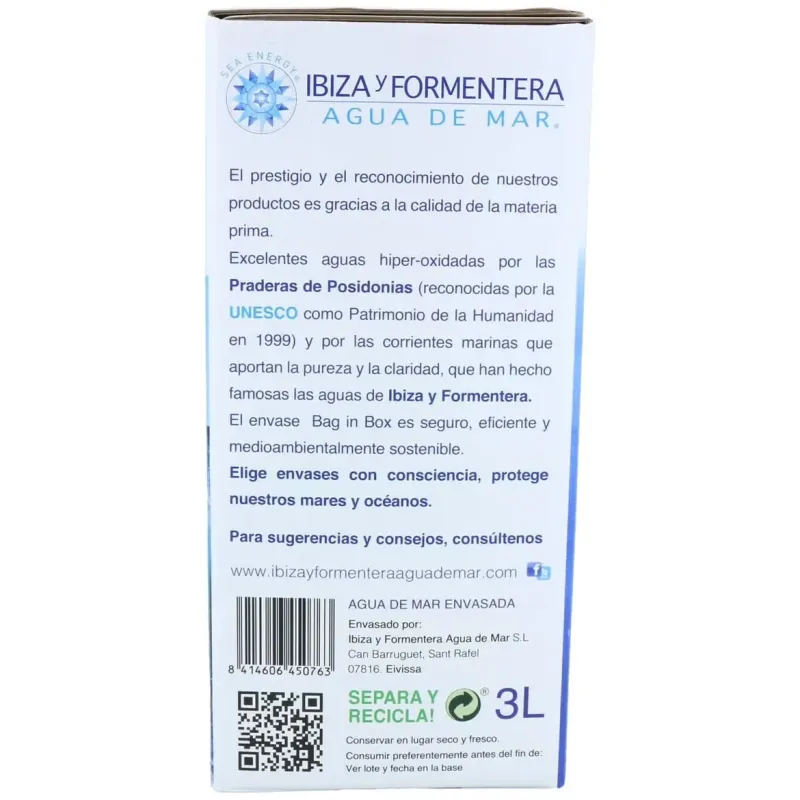 Vegetalia agua de mar microfiltrada ibiza formentera 3l | Farmacia Barata