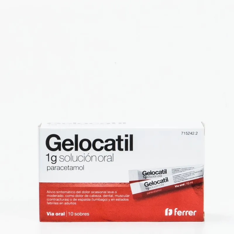 Gelocatil 1g, 10 Sobres Sol Oral. Gelocatil 1g, 10 Sobres Sol Oral.