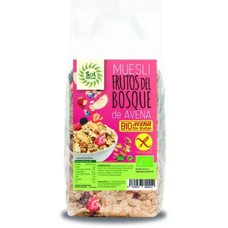 Solnatural muesli avena fr bosque sin gluten bio 425 g | Farmacia Barata