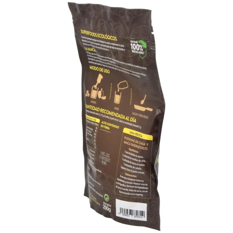 Solnatural maca nega polvo bio 200g | Farmacia Barata