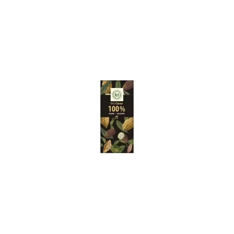 Solnatural choco cacao puro 100% bio sin gluten 70g | Farmacia Barata