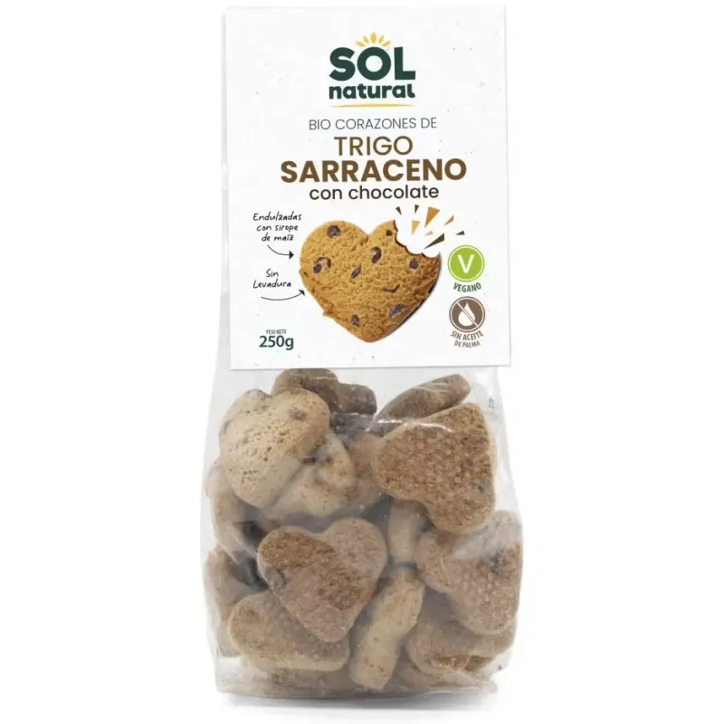 Sol natural corazones trigo sarraceno chocolate maíz bio 250g | Farmacia Barata