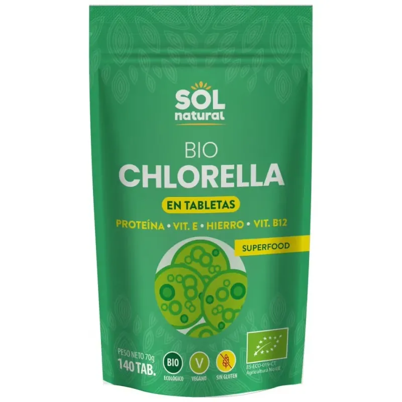 Solnatural clorella tabletas bio s/g vega 125g | Farmacia Barata
