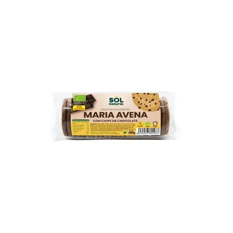 Sol natural galletas maria avena chips chocolate bio 200g | Farmacia Barata