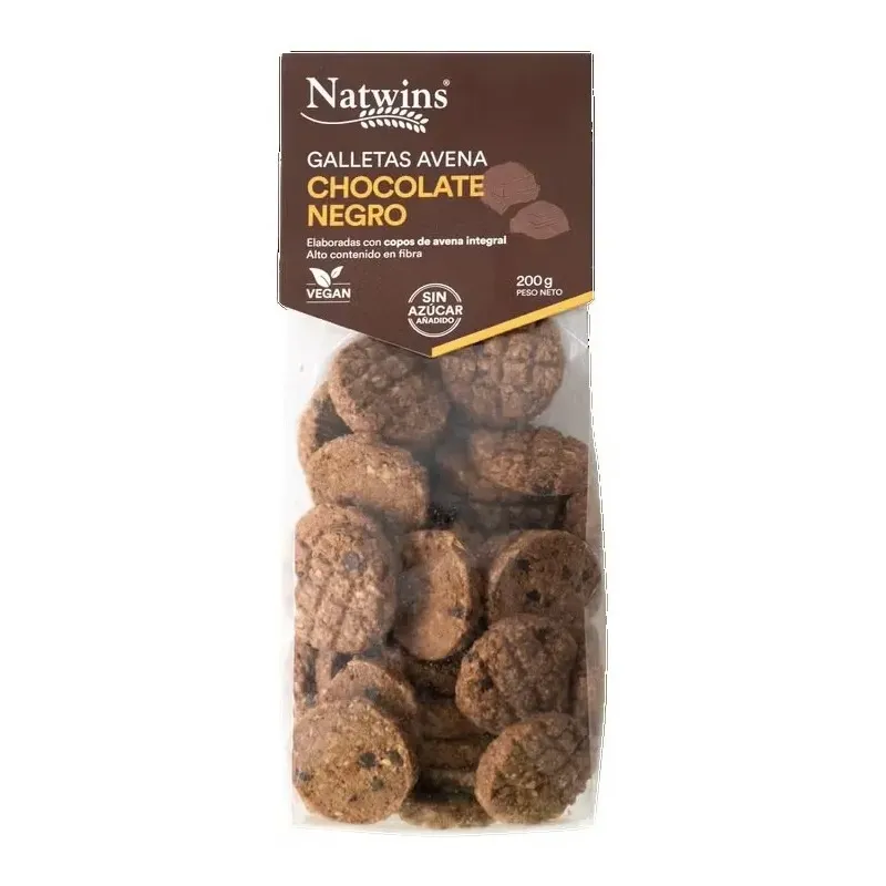 Natwins galletas de avena chocolate negro bio 200g | Farmacia Barata