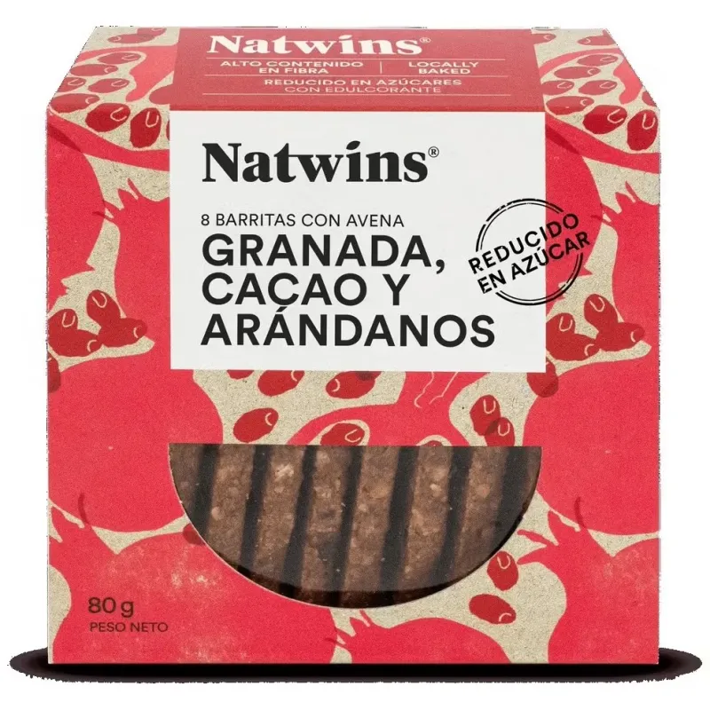 Natwins barritas de granada cacao y arandanos 80g | Farmacia Barata