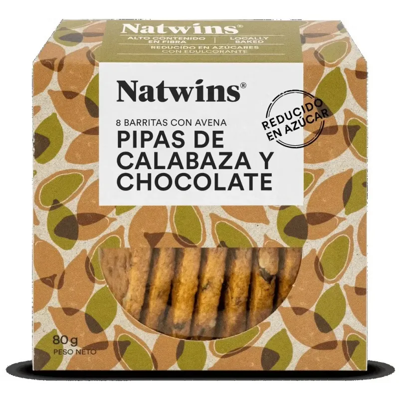 Natwins barritas de semillas de calabaza y chocolate 80g | Farmacia Barata
