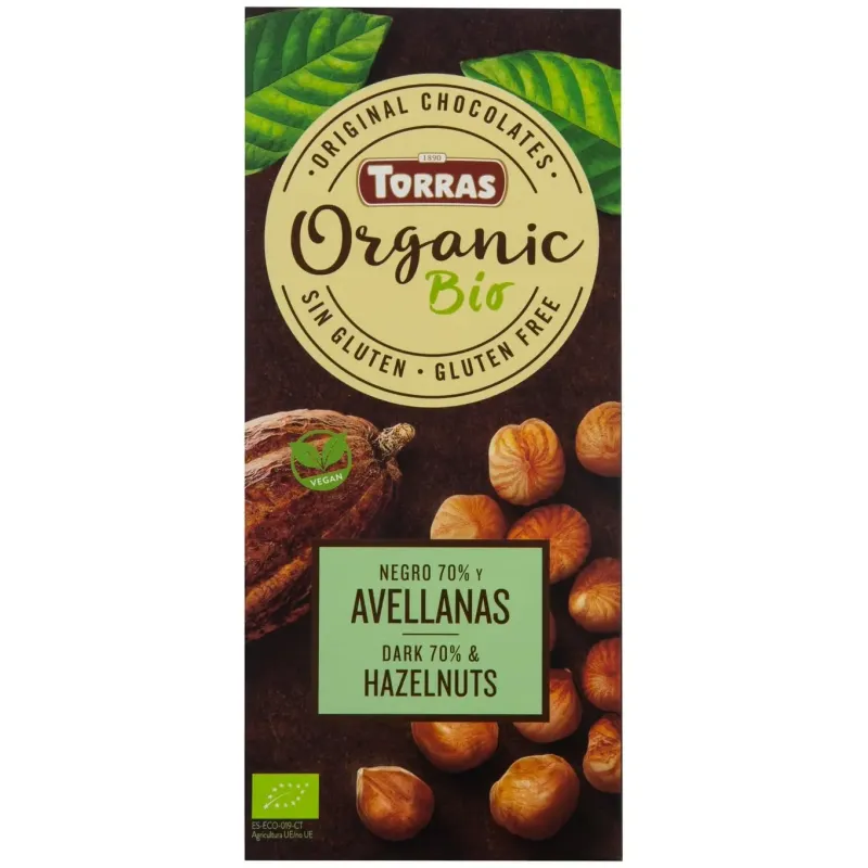 Chocolate negro 70% con avellanas 100gr. bio sg | Farmacia Barata