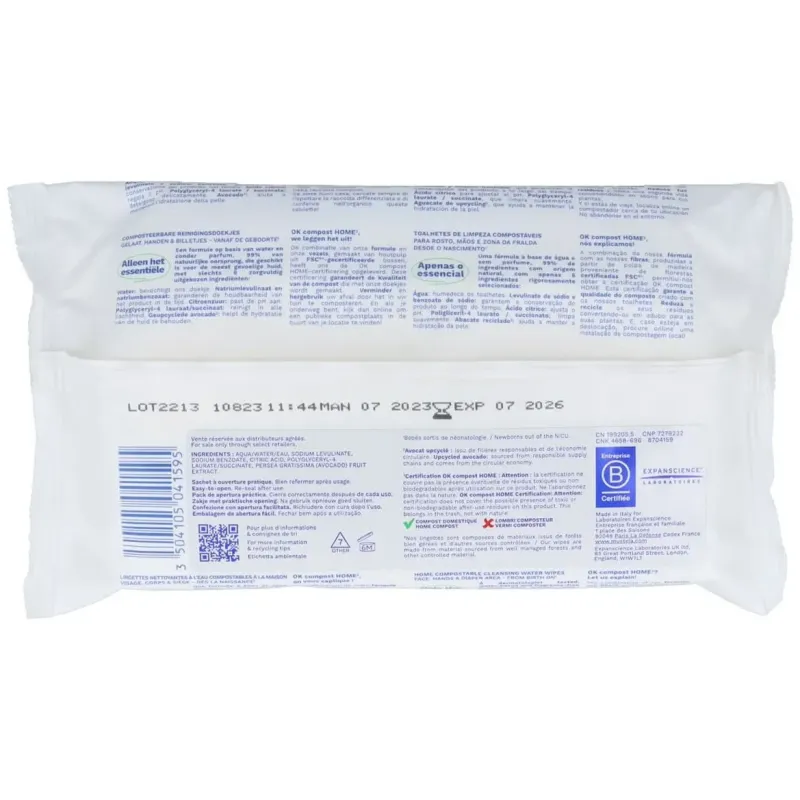 Toallitas de algodon al agua bebe-niño 60uds. bio | Farmacia Barata
