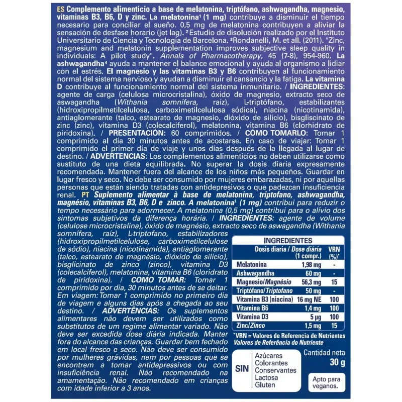 Epaplus sleepcare melatonina retard pura 60 comprimidos | Farmacia Barata