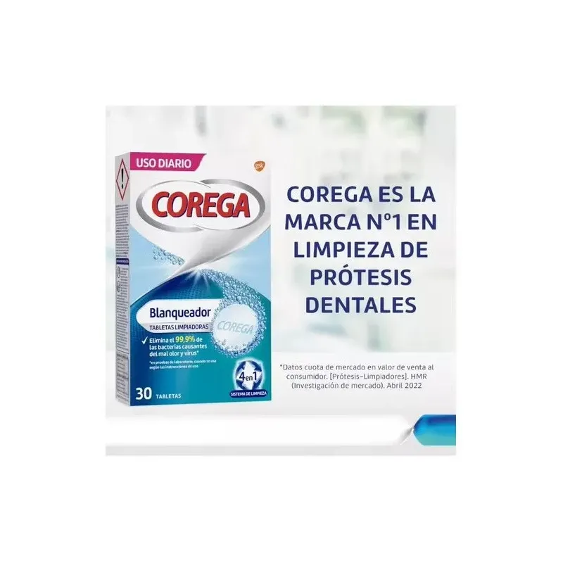 Corega® blanqueador 30 tabletas efervescentes | Farmacia Barata Corega® blanqueador 30 tabletas efervescentes | Farmacia Barata