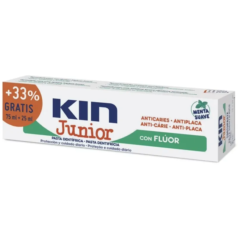 Kin junior pasta dentífrica menta suave 75ml+25ml | Farmacia Barata Kin junior pasta dentífrica menta suave 75ml+25ml | Farmacia Barata