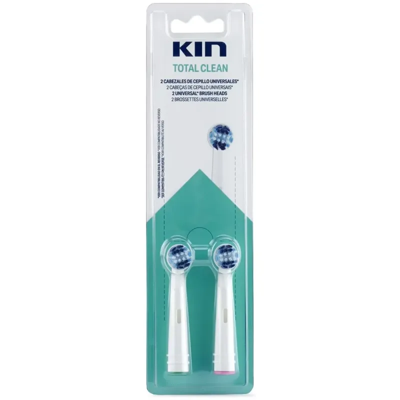 Kin cepillo dental eléctrico recambio limpieza total 2 u | Farmacia Barata