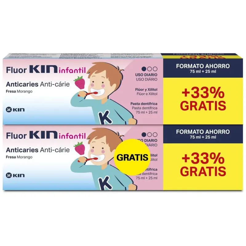 Kin fluor infantil pasta 75 ml + 25ml 2x1 | Farmacia Barata