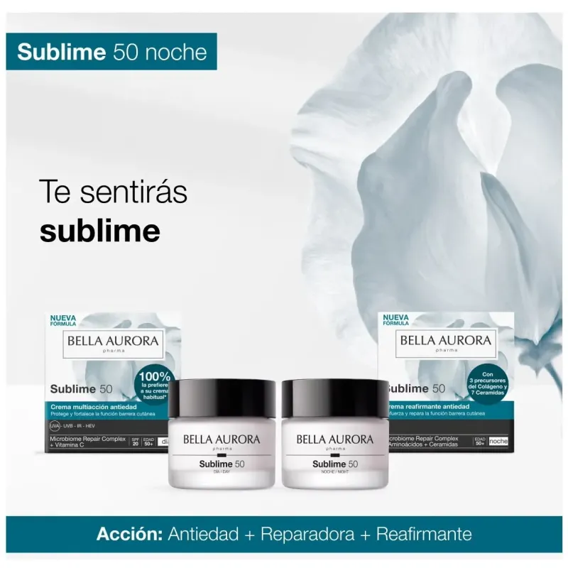 Bella aurora sublime 50 crema noche fortalecedora anti-edad +50 años 50ml | Farmacia Barata