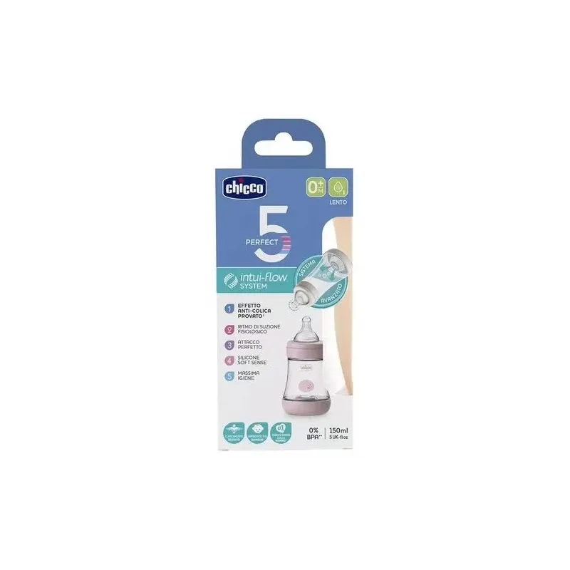 Biberon perfect5 0 m + 150 ml sil rosa | Farmacia Barata