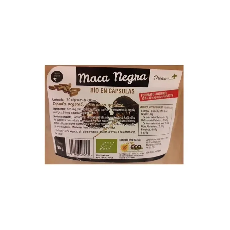 Dream foods maca negra eco 150caps | Farmacia Barata