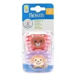 Dr. brown's chupetes caras de animales t2 6-12 meses 2uds