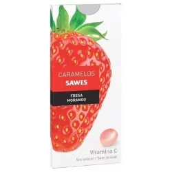 Sawes caramelos balsámicos sin azúcar sabor fresa con vitamina c en blister 22g