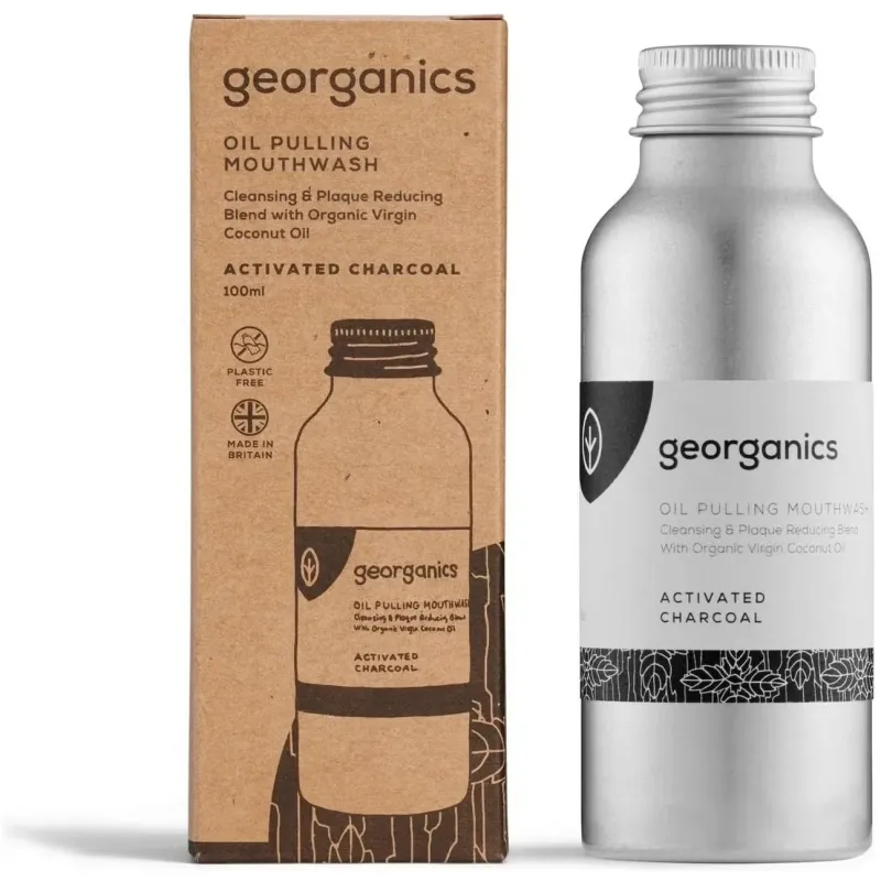 Georganics oil pulling mouthwash activated charcoal 100ml | Farmacia Barata