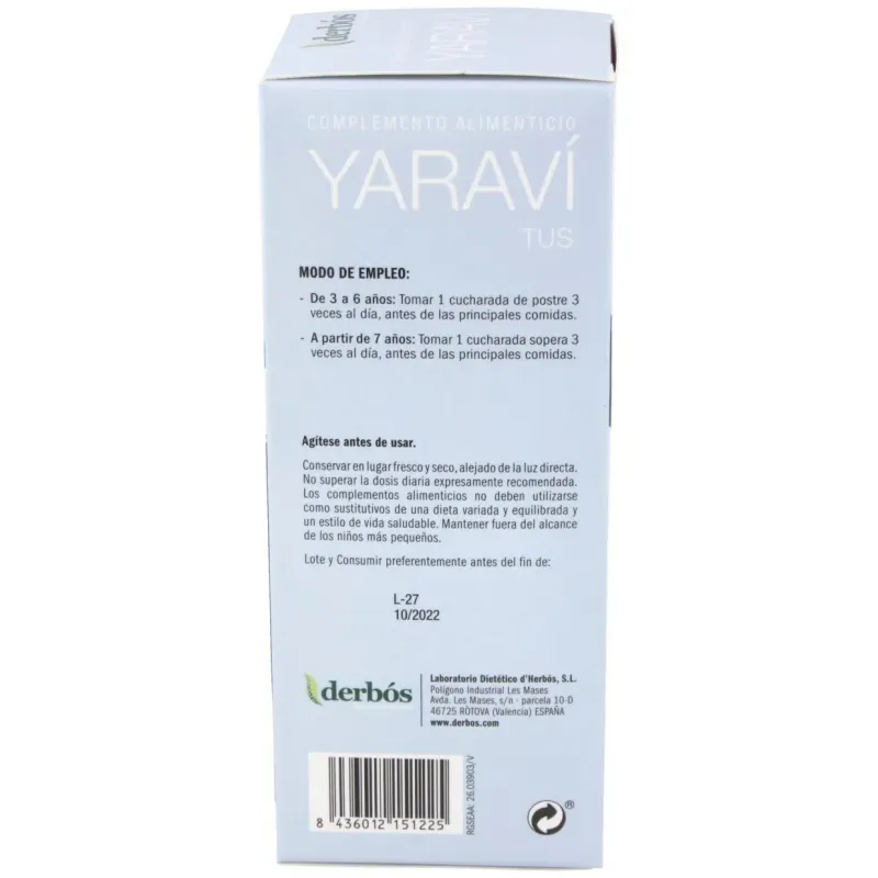 Yaravi baby tus jarabe 250ml. 2 | Farmacia Barata