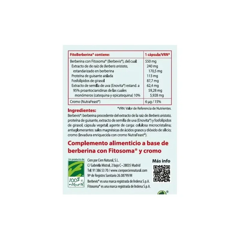 100% natural fitoberberina 30caps | Farmacia Barata