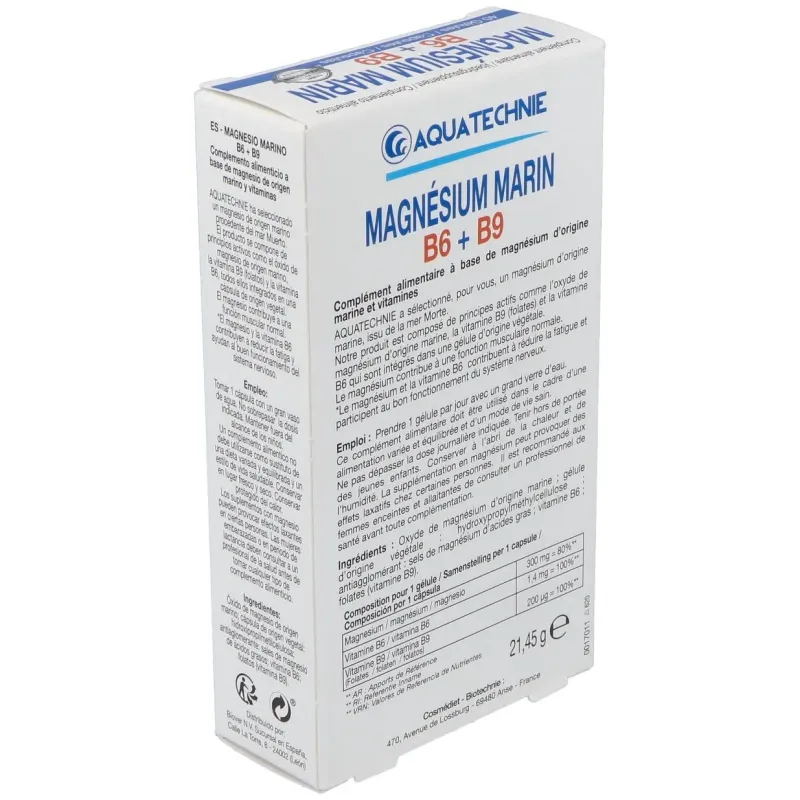 Magnesio marino+b6+b9 40cap. biotechnie 2 | Farmacia Barata