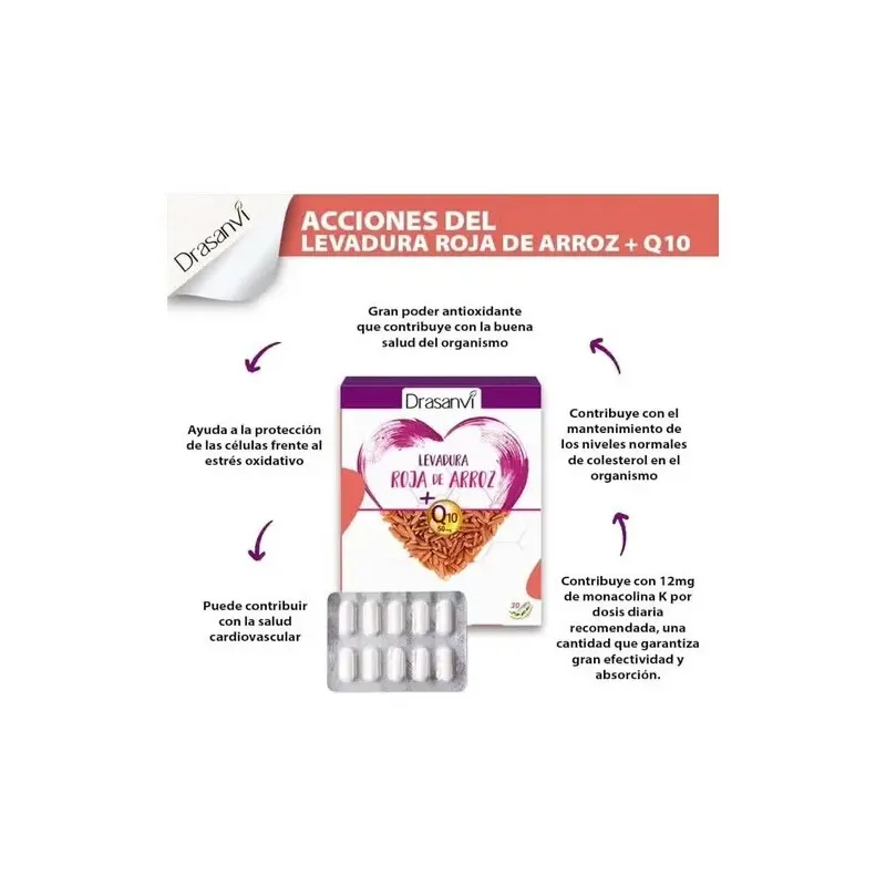 Levadura roja de arroz 2,9mg monac. k +q10 30cap | Farmacia Barata Levadura roja de arroz 2,9mg monac. k +q10 30cap | Farmacia Barata