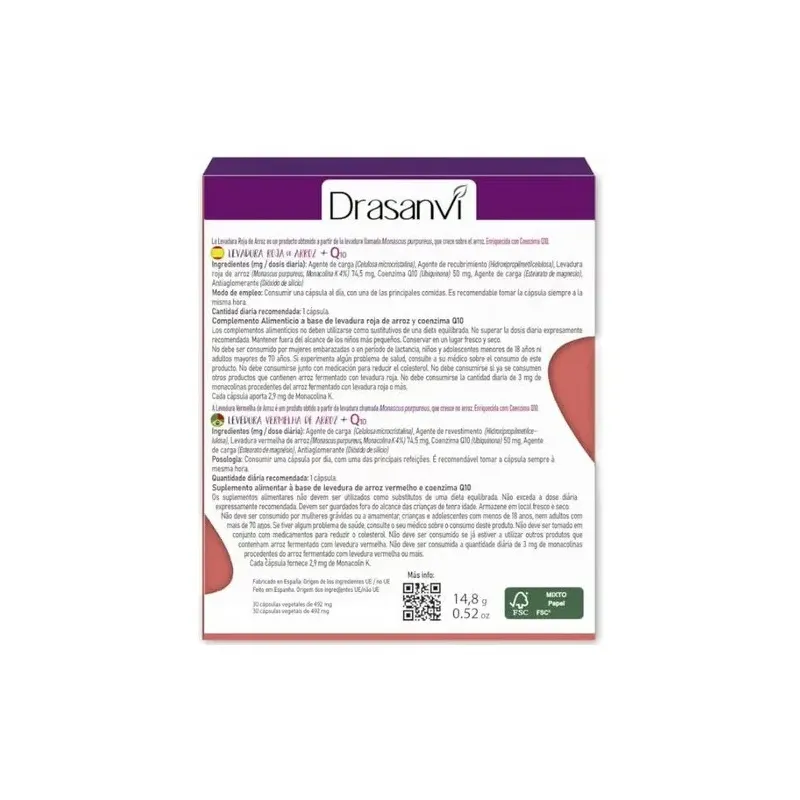 Levadura roja de arroz 2,9mg monac. k +q10 30cap | Farmacia Barata Levadura roja de arroz 2,9mg monac. k +q10 30cap | Farmacia Barata