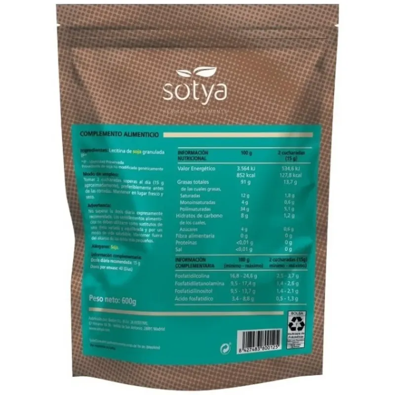 Lecitina de soja granulada 600gr. ip - sotya | Farmacia Barata