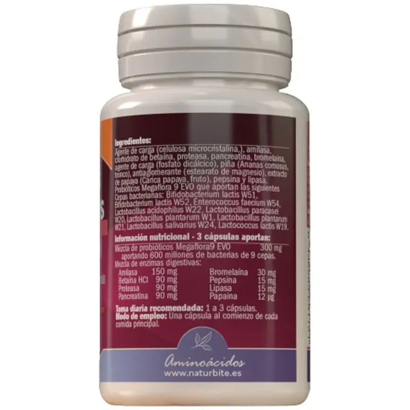 Naturbite enzimas digestivas + probioticos 60caps | Farmacia Barata