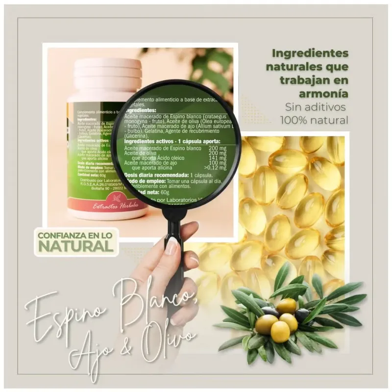 Naturbite espino blanco + ajo + olivo 500mg 100 perlas | Farmacia Barata