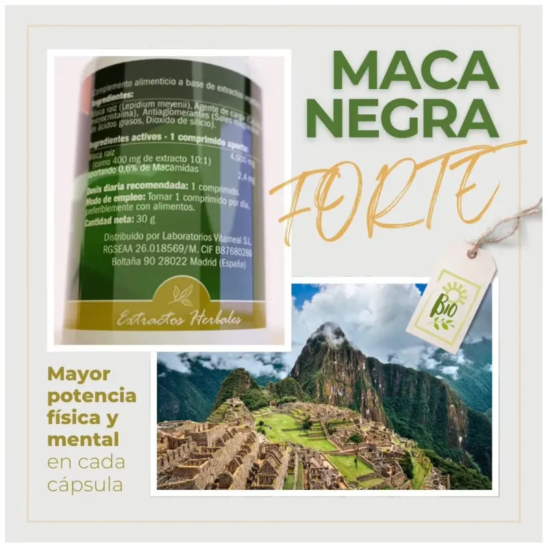 Naturbite maca negra forte 4000mg 60comp | Farmacia Barata