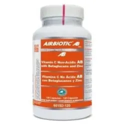 Airbiotic Vitamin C Non Acidic With Betaglucans and Zinc, 120 cápsulas