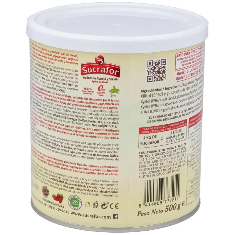 Sucrafor (azucar de abedul y stevia) 500gr 2 | Farmacia Barata