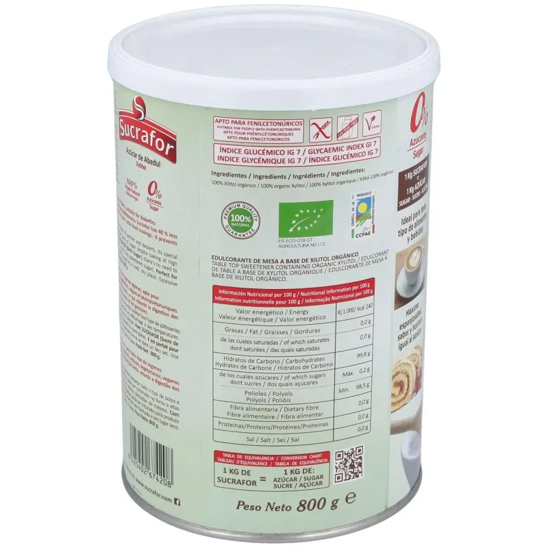 Sucrafor ( azucar de abedul) 800gr. bio | Farmacia Barata