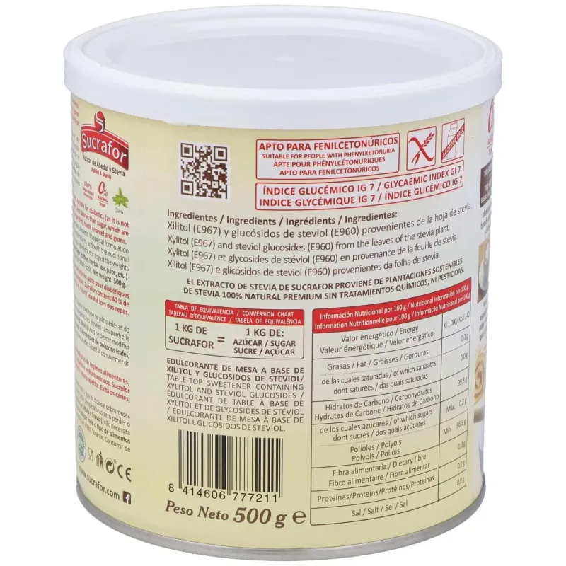 Sucrafor (azucar de abedul y stevia) 500gr 2 | Farmacia Barata