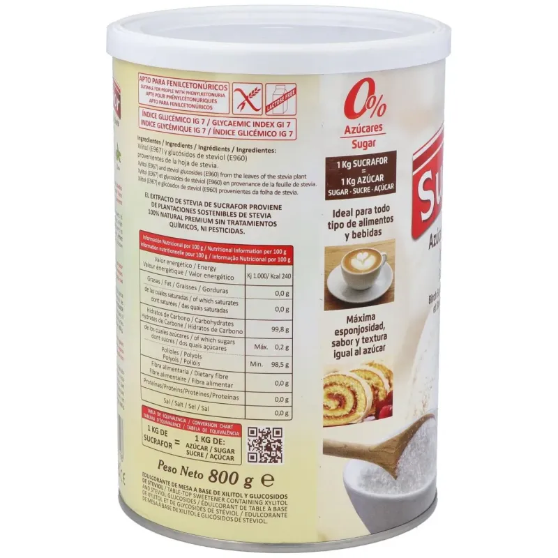 Sucrafor (azucar de abedul y stevia) 800gr 2 | Farmacia Barata