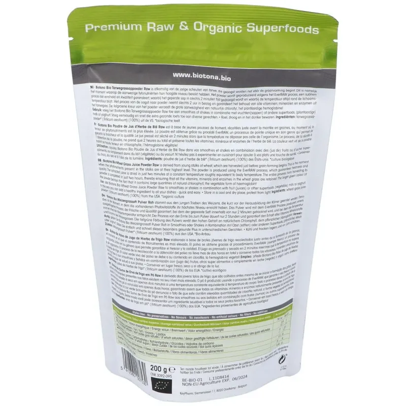 Wheat grass raw jugo de trigo 200gr. bio 2 | Farmacia Barata