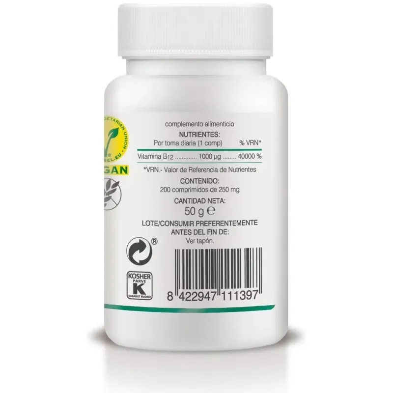 Vitamina b12 liberacion sostenida 250mg 200c vegan | Farmacia Barata