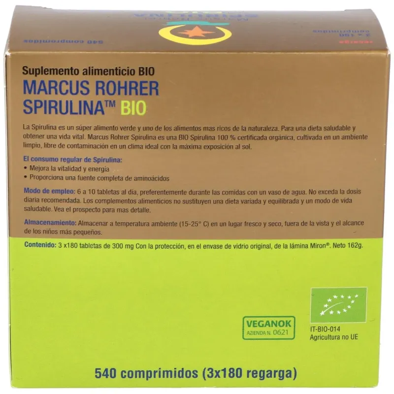 Spirulina bio recarga 540comp. marcus rohrer 2 | Farmacia Barata