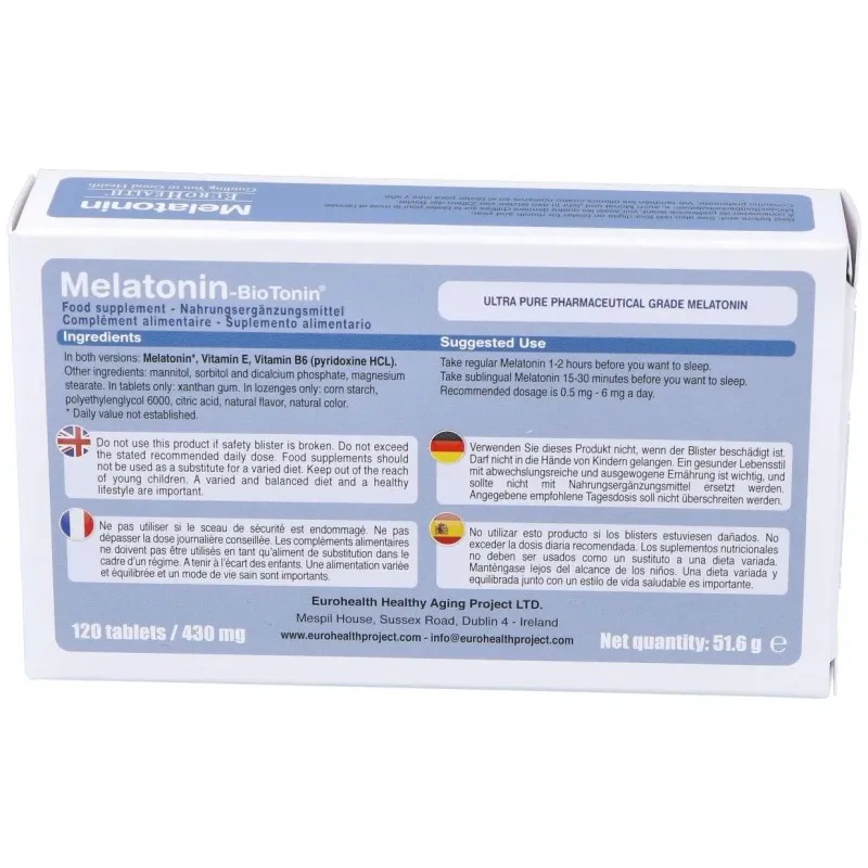Melatonin biotonin 1mg.120comp. 2 | Farmacia Barata