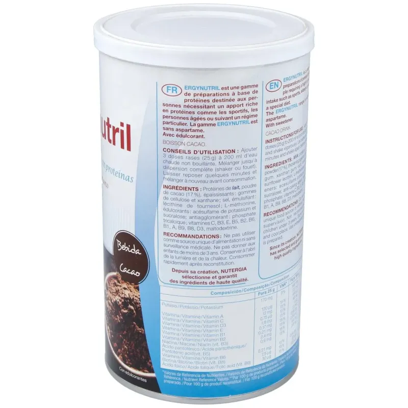 Ergynutril (proteinas) cacao polvo 350gr. | Farmacia Barata Ergynutril (proteinas) cacao polvo 350gr. | Farmacia Barata