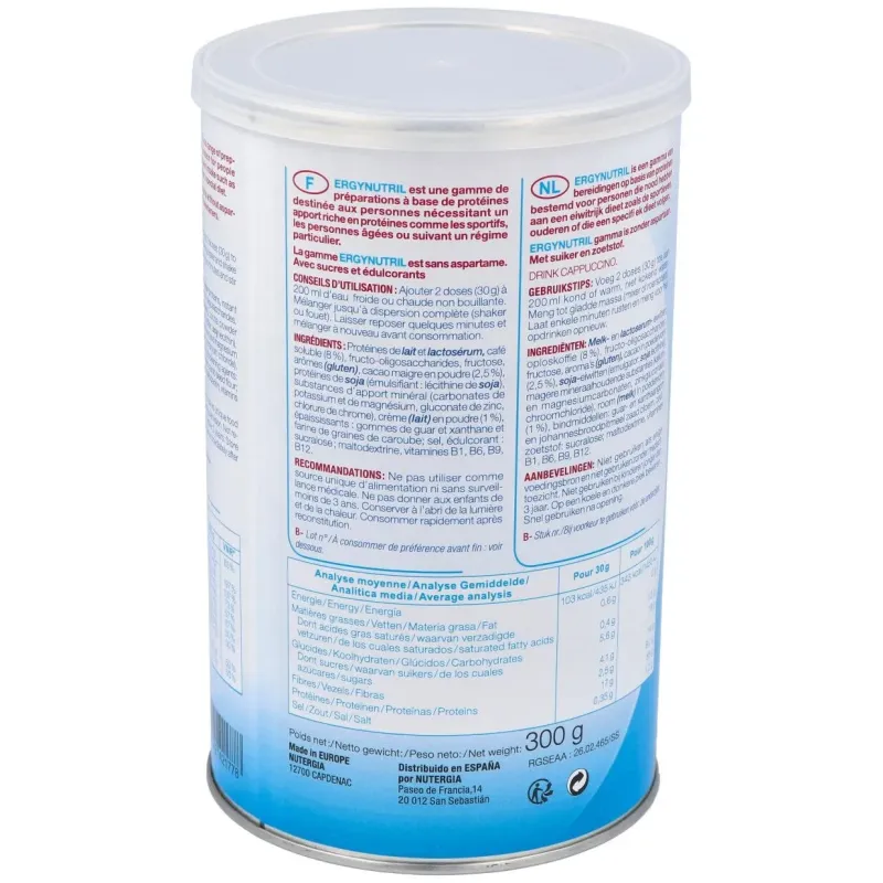 Ergynutril (proteinas) capuccino polvo 300gr. 2 | Farmacia Barata