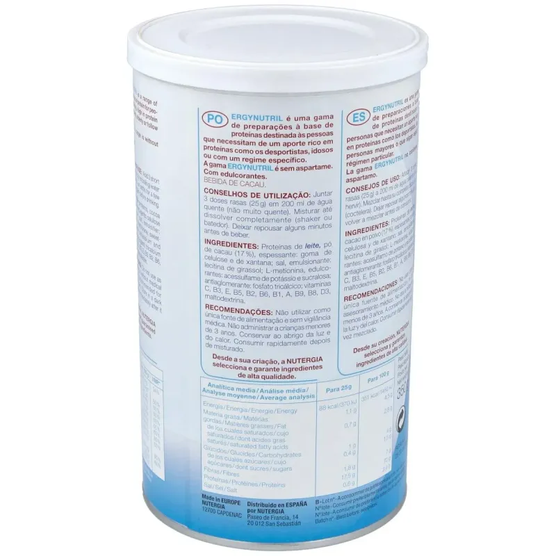 Ergynutril (proteinas) cacao polvo 350gr. | Farmacia Barata Ergynutril (proteinas) cacao polvo 350gr. | Farmacia Barata