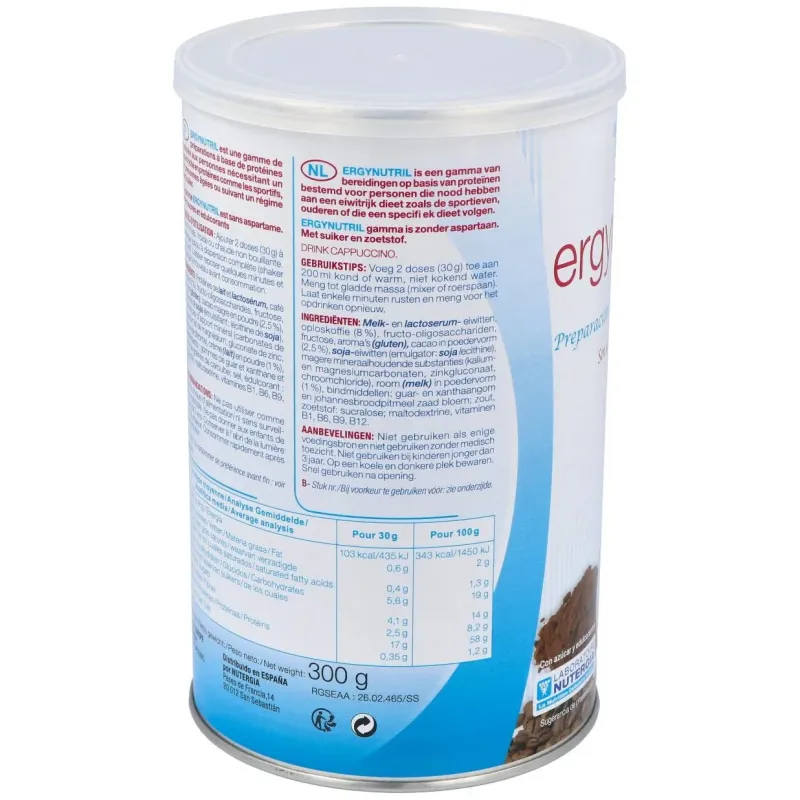 Ergynutril (proteinas) capuccino polvo 300gr. 2 | Farmacia Barata
