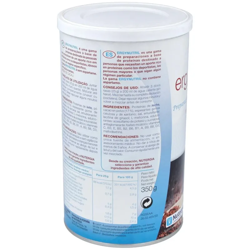 Ergynutril (proteinas) cacao polvo 350gr. | Farmacia Barata Ergynutril (proteinas) cacao polvo 350gr. | Farmacia Barata