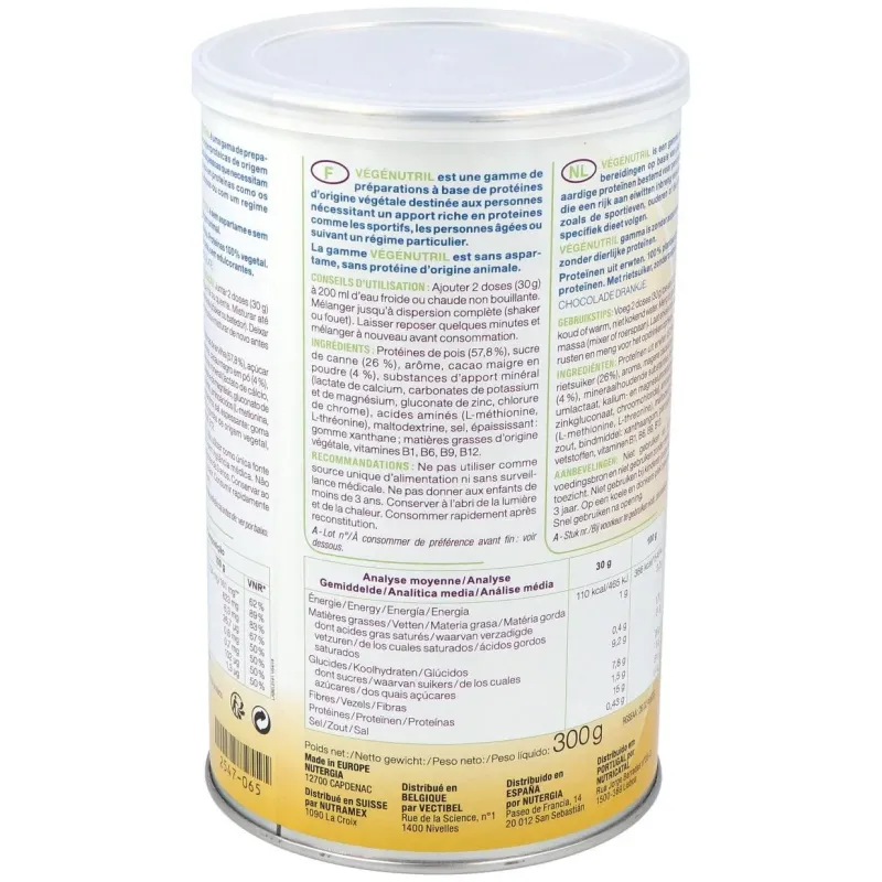 Vegenutril prot.guisante chocolate bote 300gr. 2 | Farmacia Barata