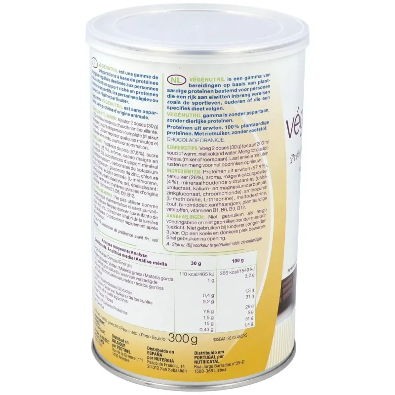 Vegenutril prot.guisante chocolate bote 300gr. 2 | Farmacia Barata