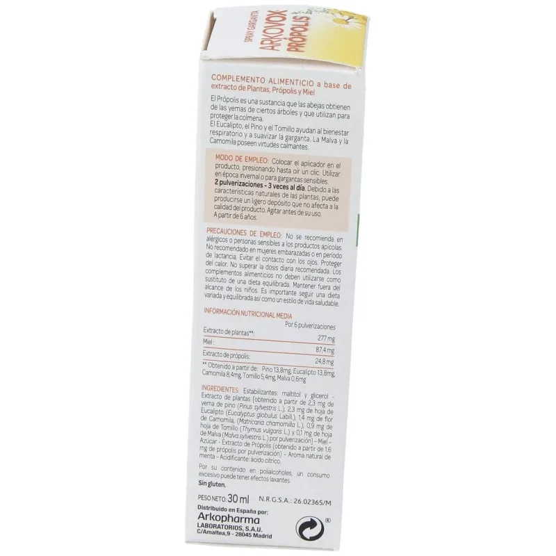 Arkovox propolis garganta spray 30ml. 2 | Farmacia Barata